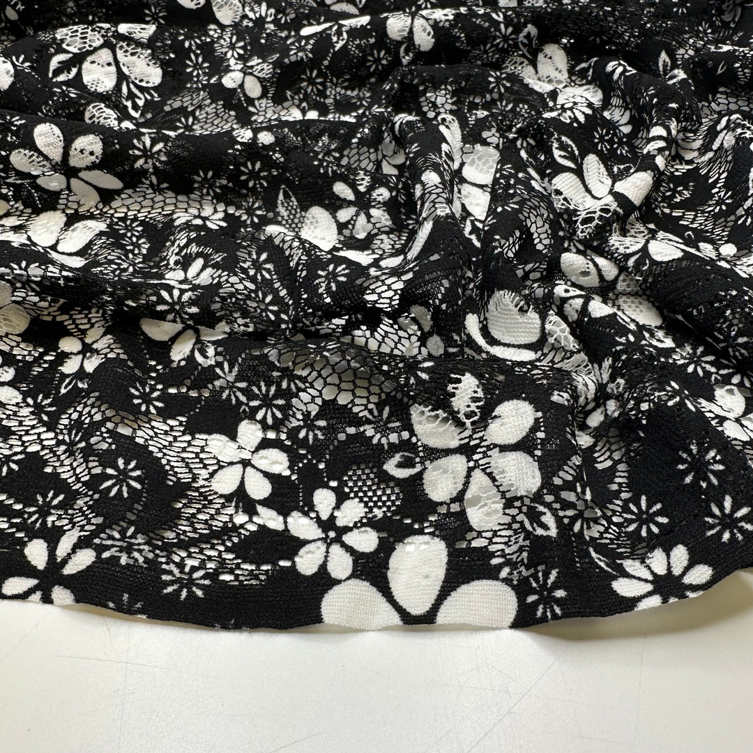Im About To Vogue - Jersey Synthetic Knit - Black/White Floral - Bundles