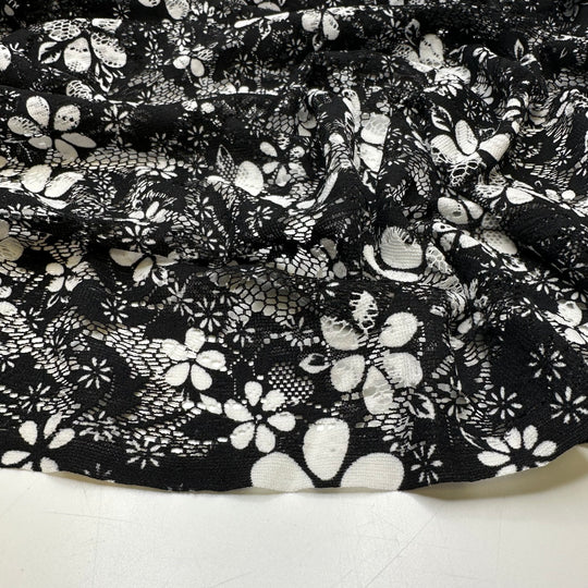 Im About To Vogue - Jersey Synthetic Knit - Black/White Floral - Bundles