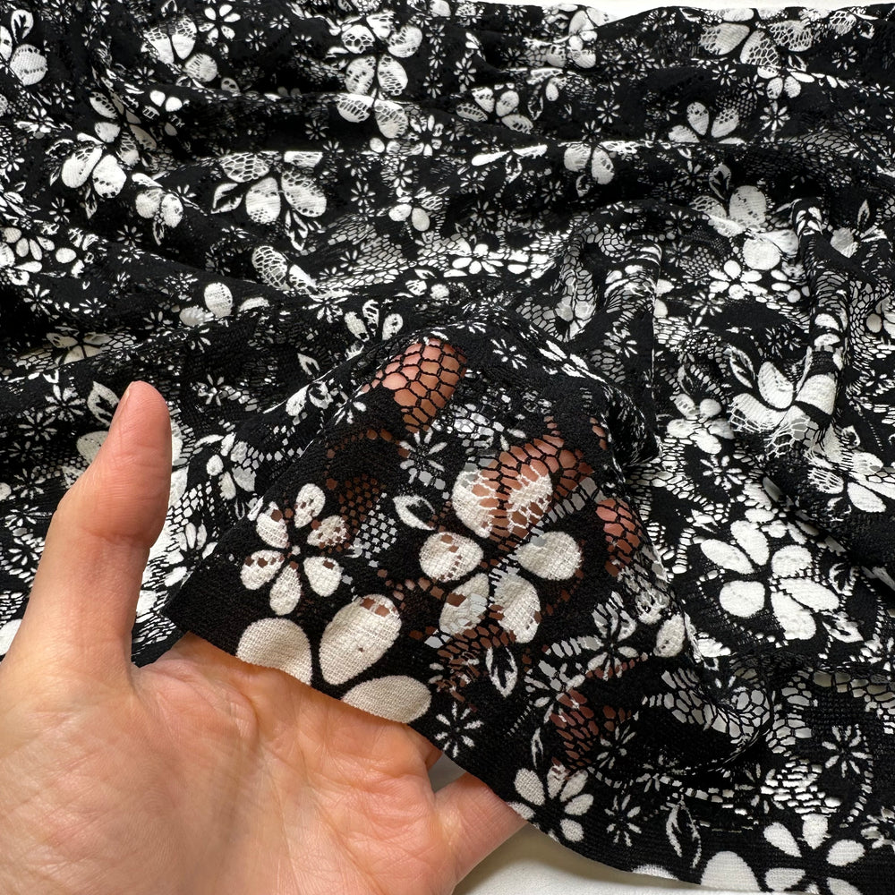 Im About To Vogue - Jersey Synthetic Knit - Black/White Floral - Bundles