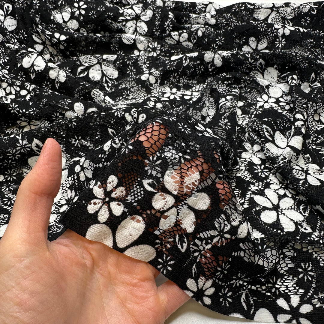 Im About To Vogue - Jersey Synthetic Knit - Black/White Floral - Bundles