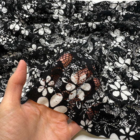 Im About To Vogue - Jersey Synthetic Knit - Black/White Floral - Bundles