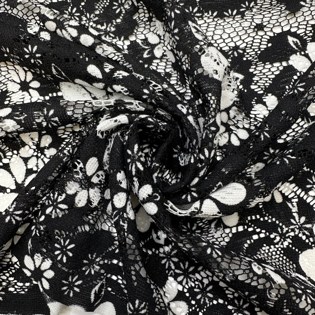 Im About To Vogue - Jersey Synthetic Knit - Black/White Floral - Bundles