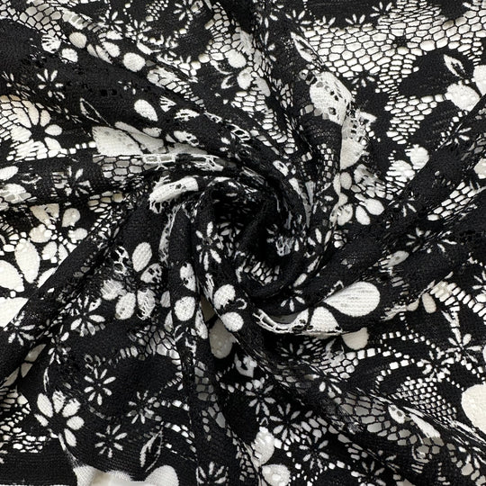 Im About To Vogue - Jersey Synthetic Knit - Black/White Floral - Bundles