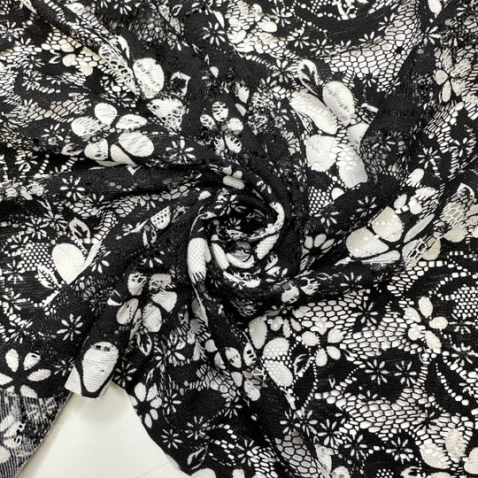 Im About To Vogue - Jersey Synthetic Knit - Black/White Floral - Bundles