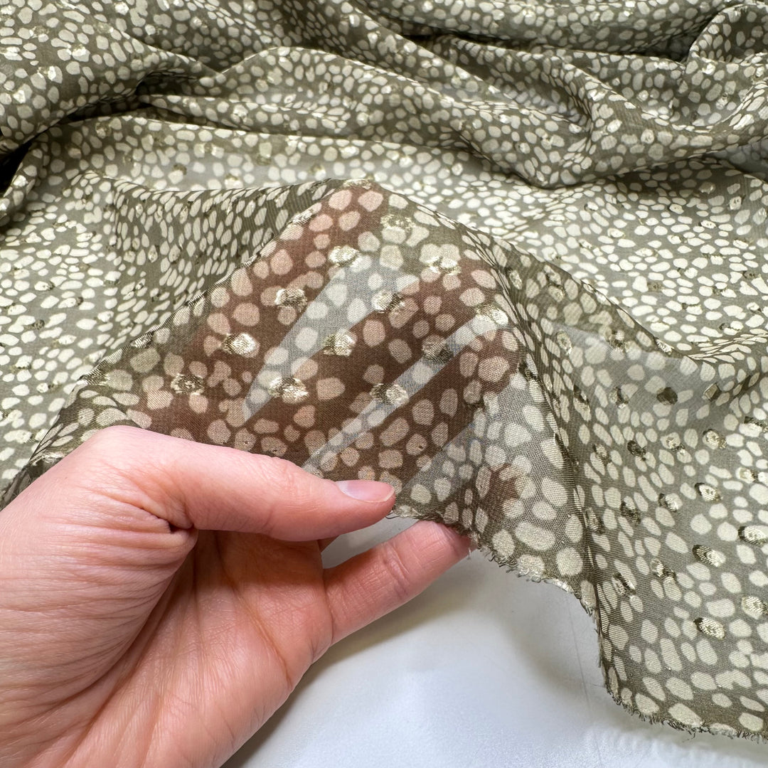 Drawing Inspiration From My Garden - Chiffon Poly Woven - Green Geometric - Bundles