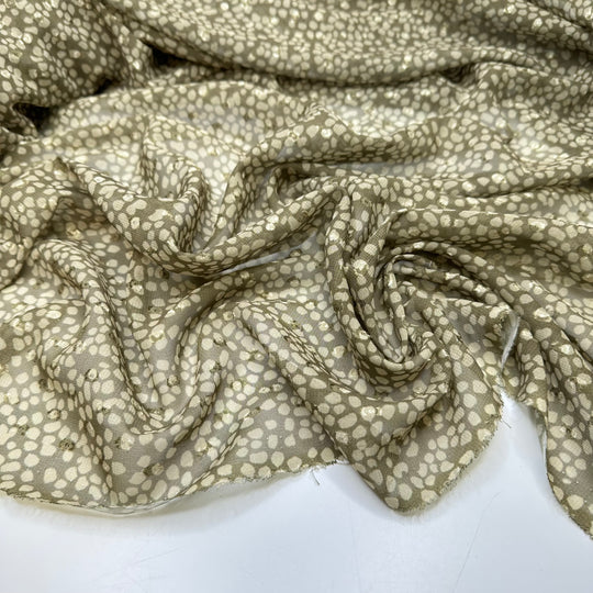 Drawing Inspiration From My Garden - Chiffon Poly Woven - Green Geometric - Bundles