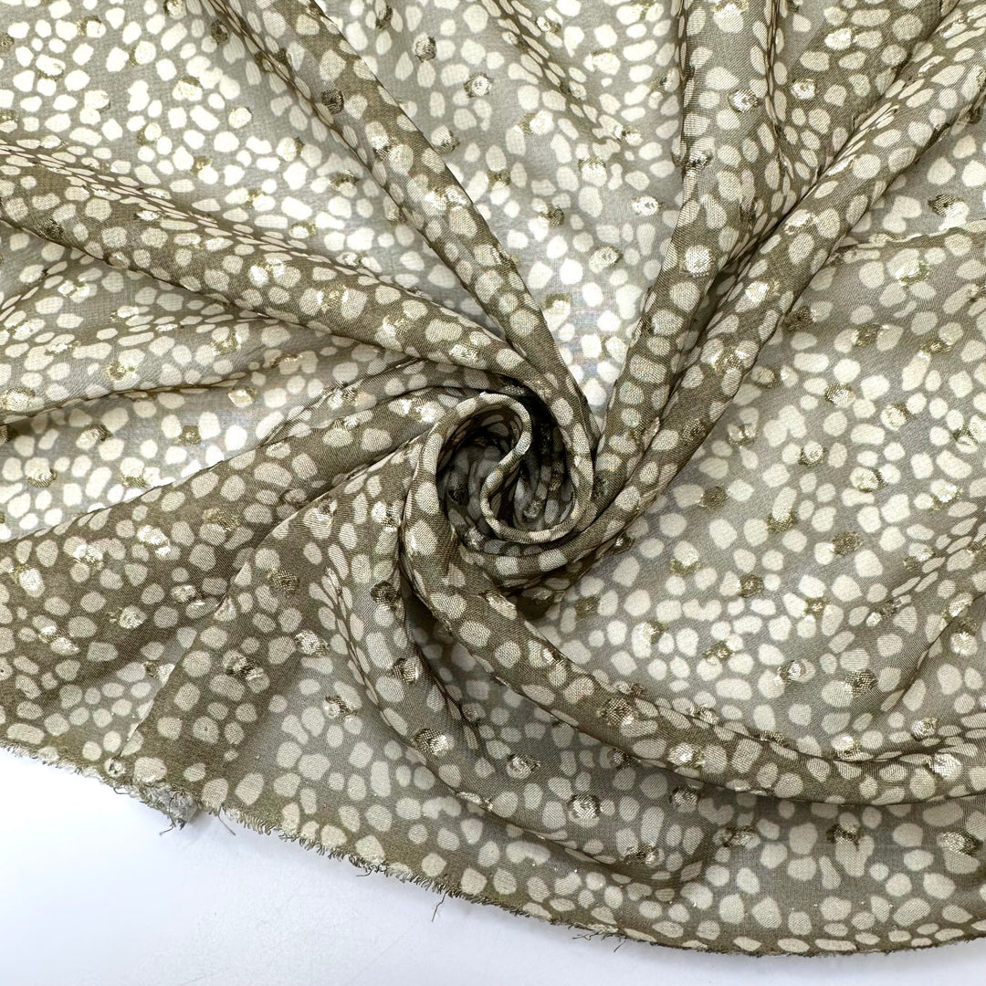 Drawing Inspiration From My Garden - Chiffon Poly Woven - Green Geometric - Bundles