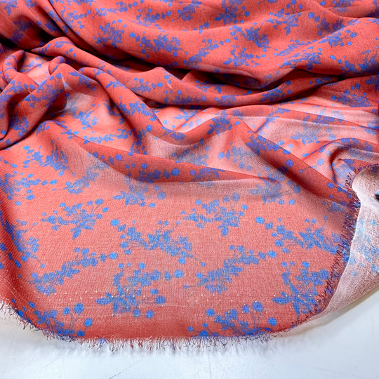 NTF March - Chiffon Poly Woven - Blue/Red Floral - Bundles