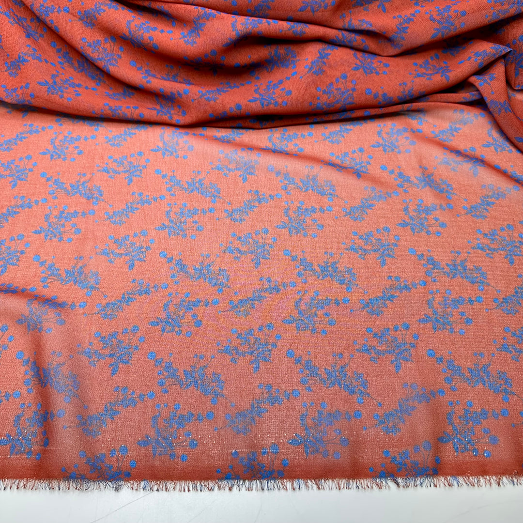 NTF March - Chiffon Poly Woven - Blue/Red Floral - Bundles