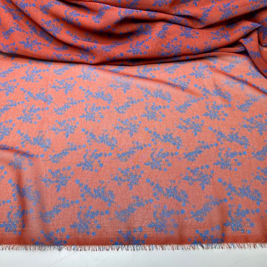 NTF March - Chiffon Poly Woven - Blue/Red Floral - Bundles
