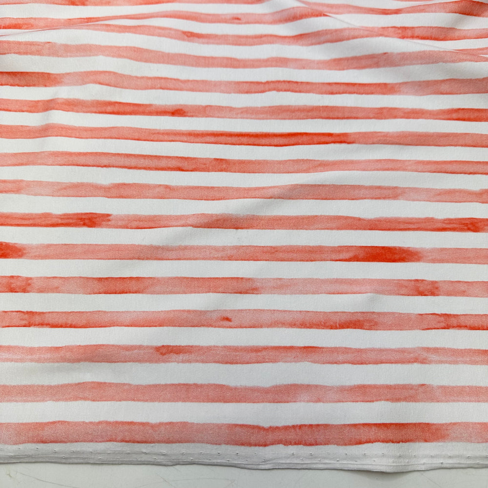 NTF - July 11 - Jersey Cotton Blend Knit - Light White/Faint Red Stripes - Bundles