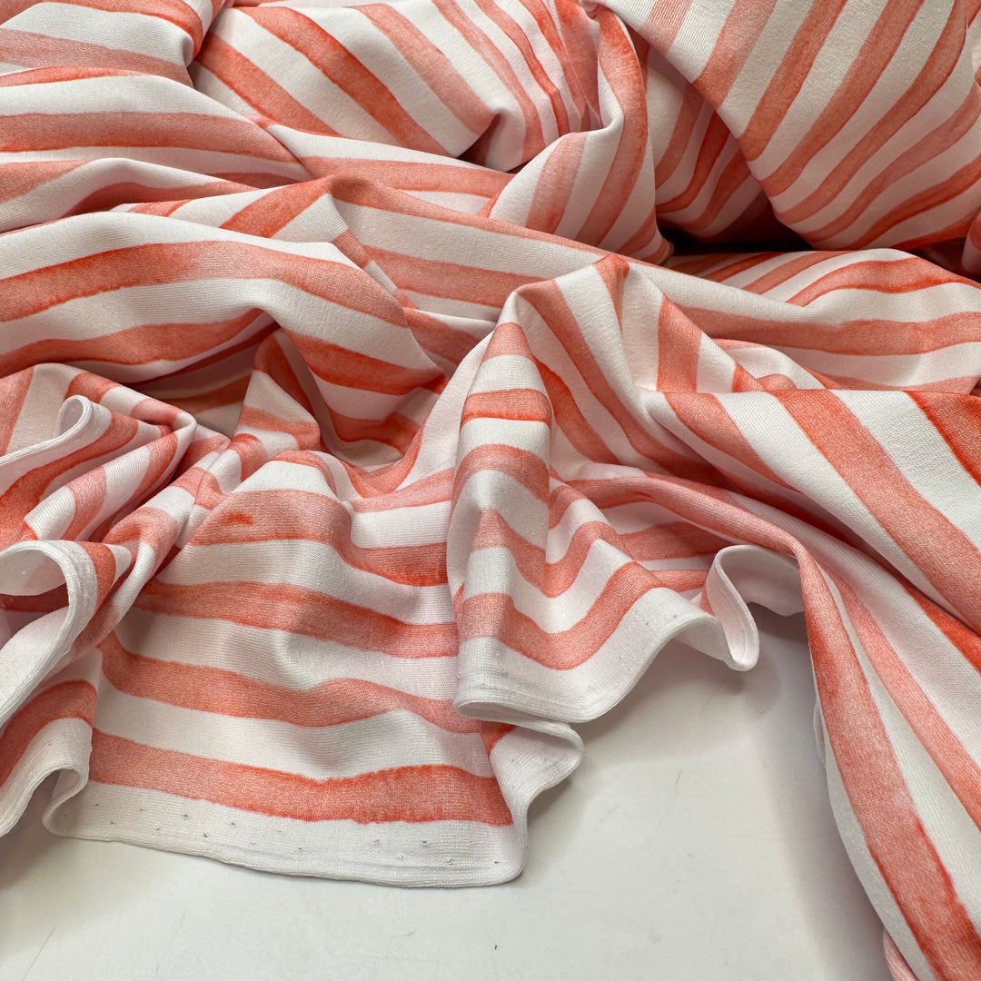 NTF - July 11 - Jersey Cotton Blend Knit - Light White/Faint Red Stripes - Bundles