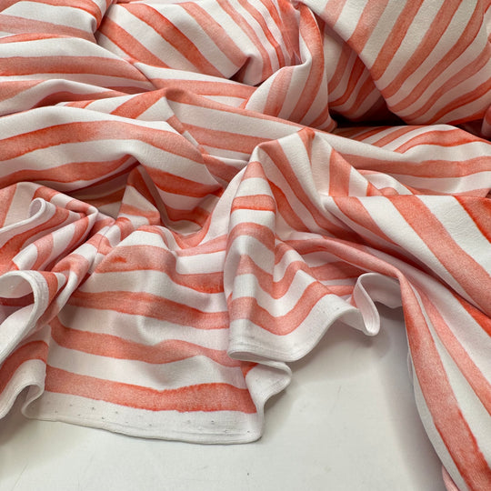 NTF - July 11 - Jersey Cotton Blend Knit - Light White/Faint Red Stripes - Bundles