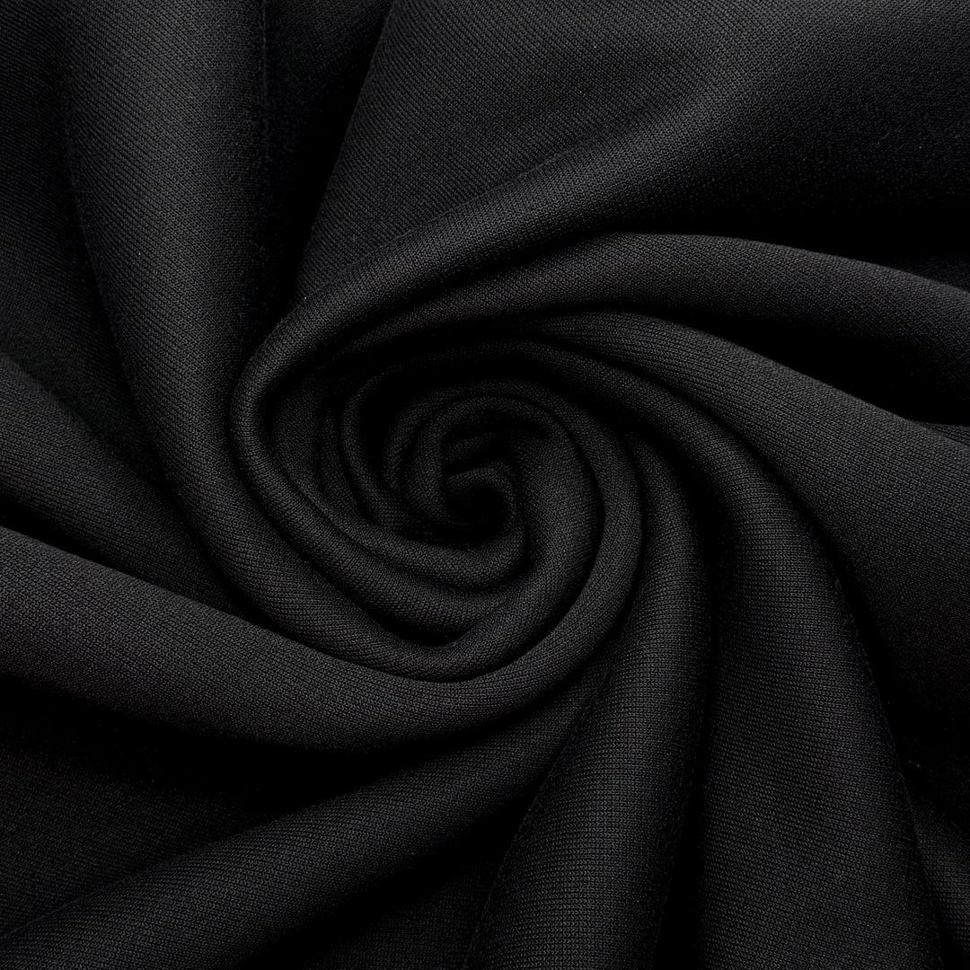 Rewind The VHS - Rib Knit Fleece Double Cloth Knit Polyester Blend  - Black - 2M Bundle