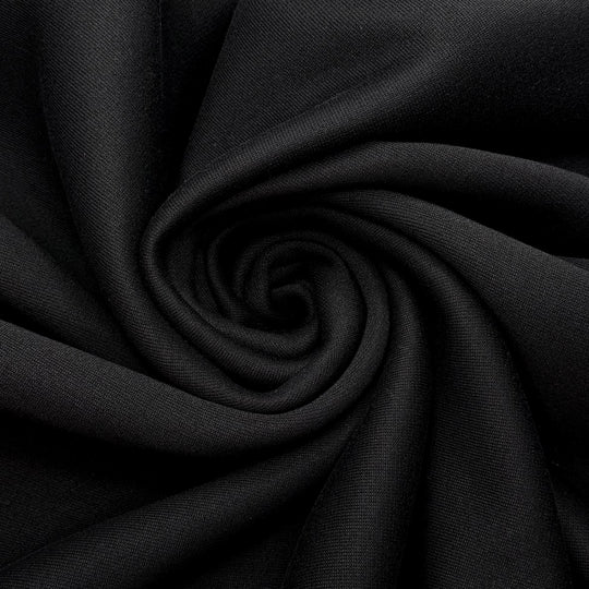 Rewind The VHS - Rib Knit Fleece Double Cloth Knit Polyester Blend  - Black - 2M Bundle