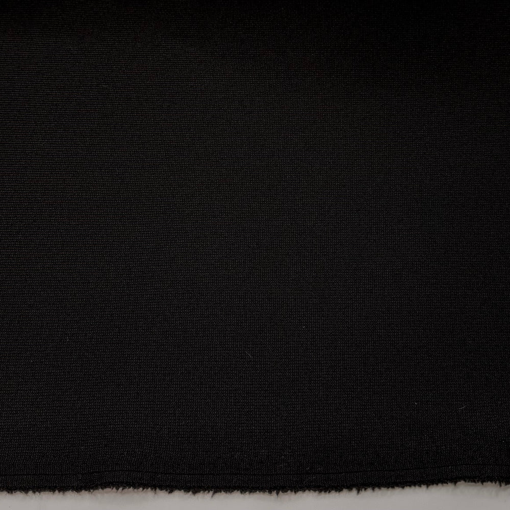 Rewind The VHS - Rib Knit Fleece Double Cloth Knit Polyester Blend  - Black - 2M Bundle