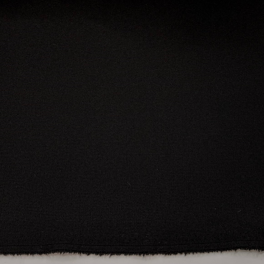 Rewind The VHS - Rib Knit Fleece Double Cloth Knit Polyester Blend  - Black - 2M Bundle