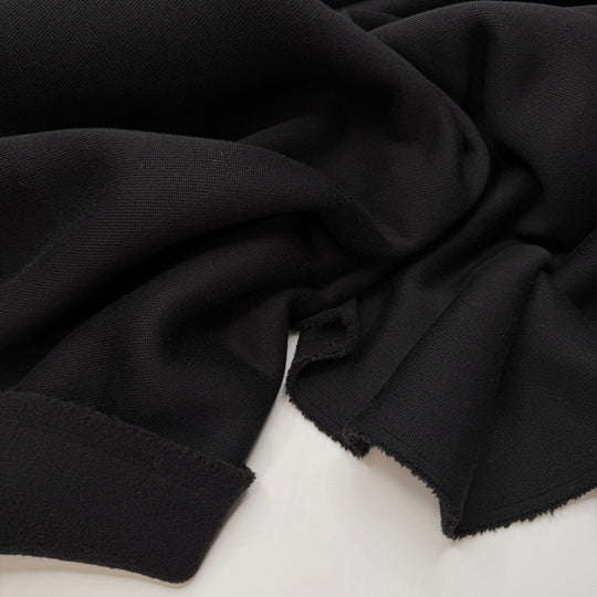 Rewind The VHS - Rib Knit Fleece Double Cloth Knit Polyester Blend  - Black - 2M Bundle