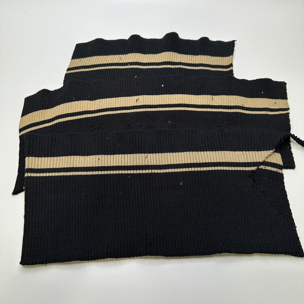 Ribbing - Double Width - Black/Beige Stripes - 3 Pack