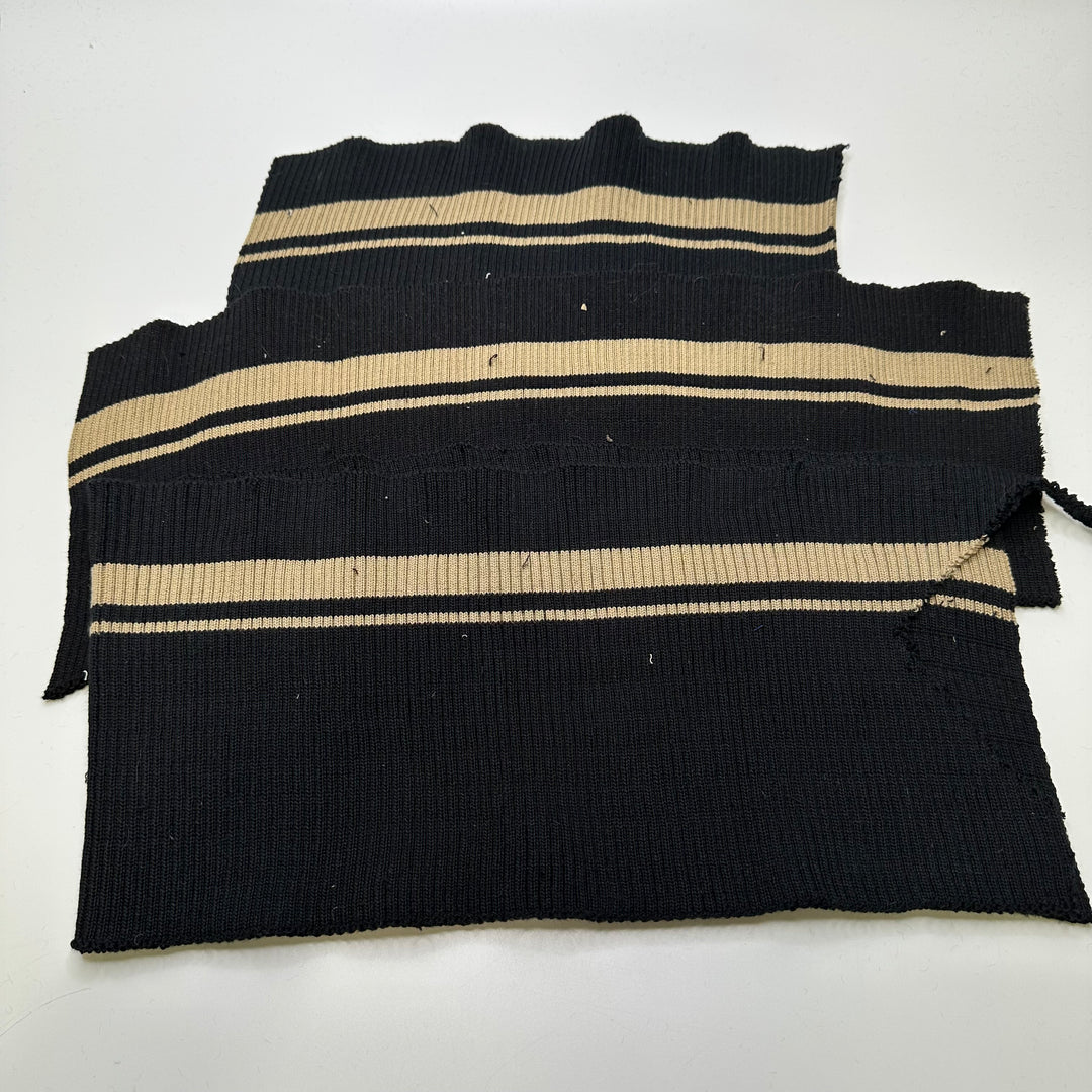 Ribbing - Double Width - Black/Beige Stripes - 3 Pack