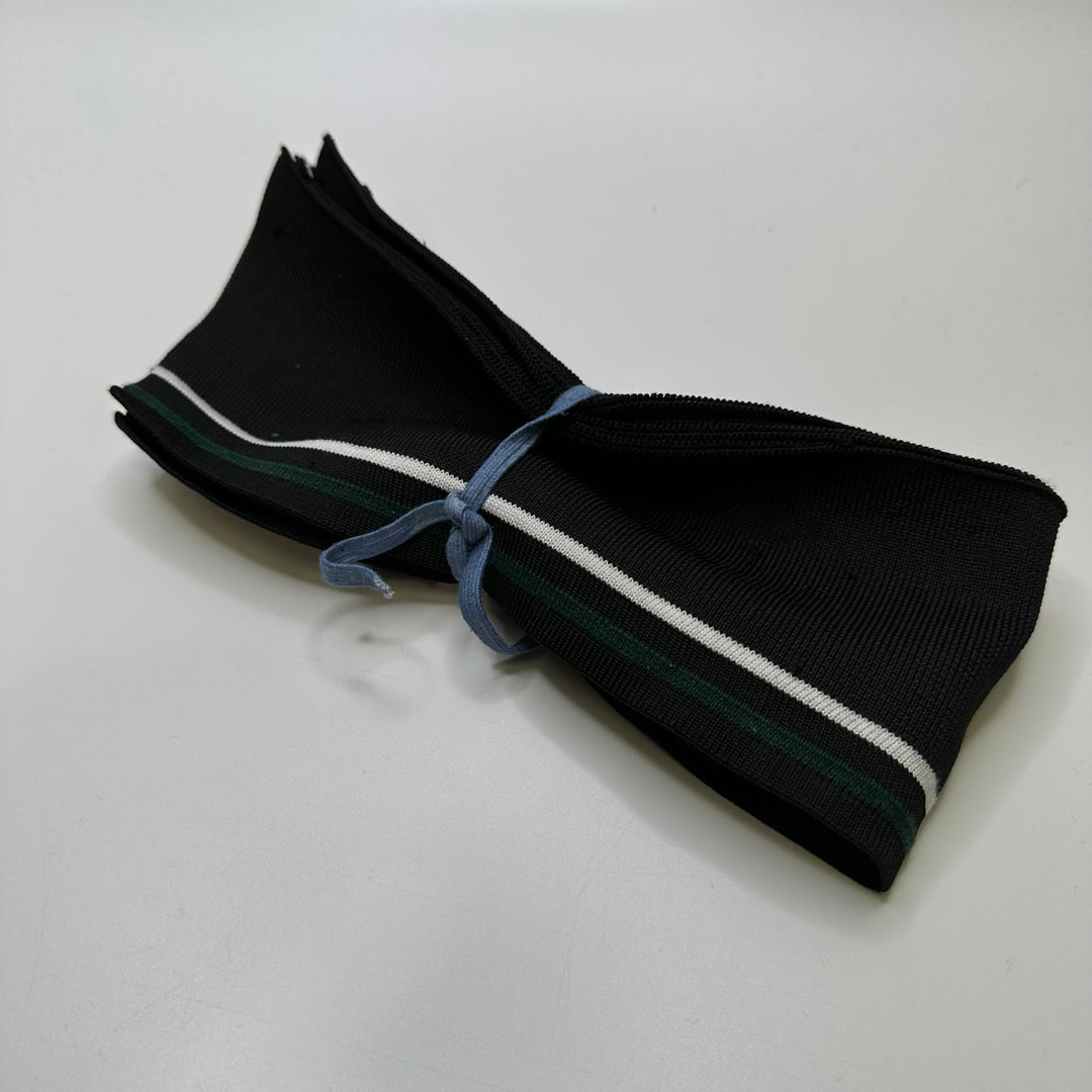 Ribbing - Double Width - Black/Green Stripes - 3 Pack
