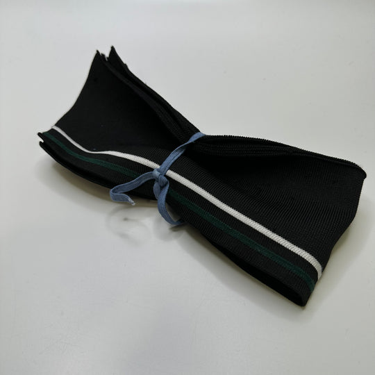 Ribbing - Double Width - Black/Green Stripes - 3 Pack