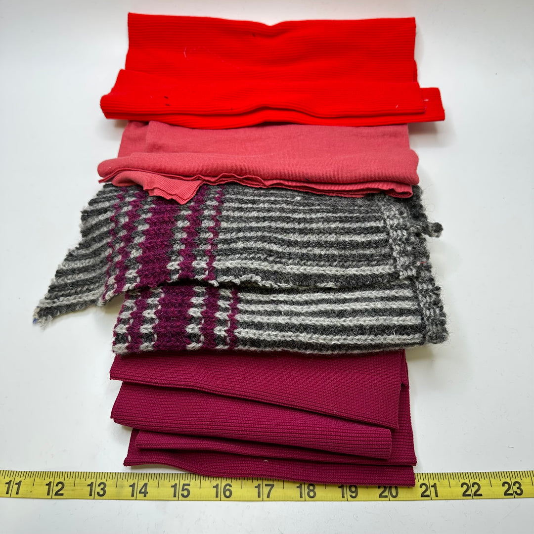 Multi-Use Ribbing - Double Width - Red/Pink Stripes - 5 Pack