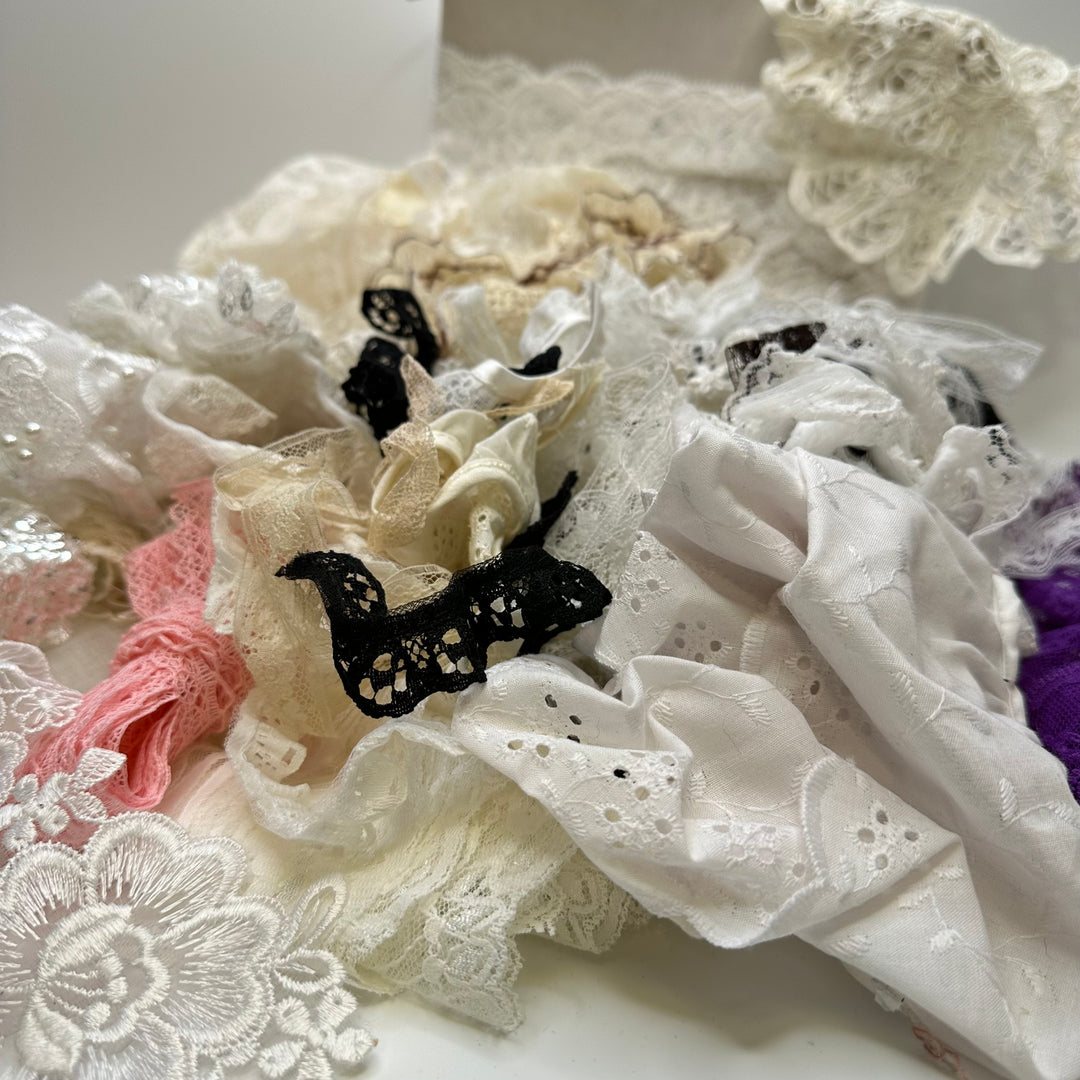 ½" (13mm)  Mesh Lace Trim - White Multi - 25 Pack