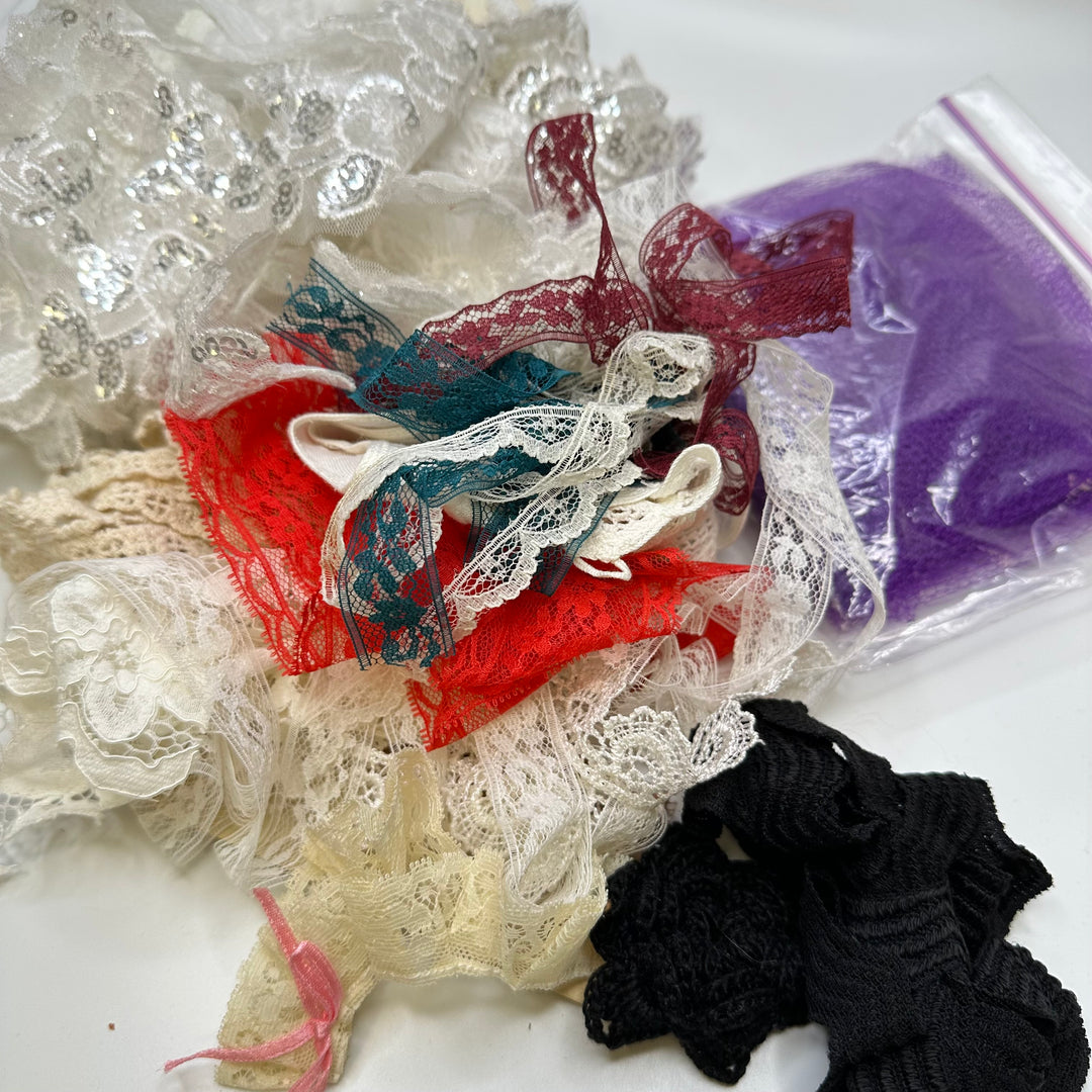 ½" (13mm)  Mesh Lace Trim - White Multi - 15 Pack