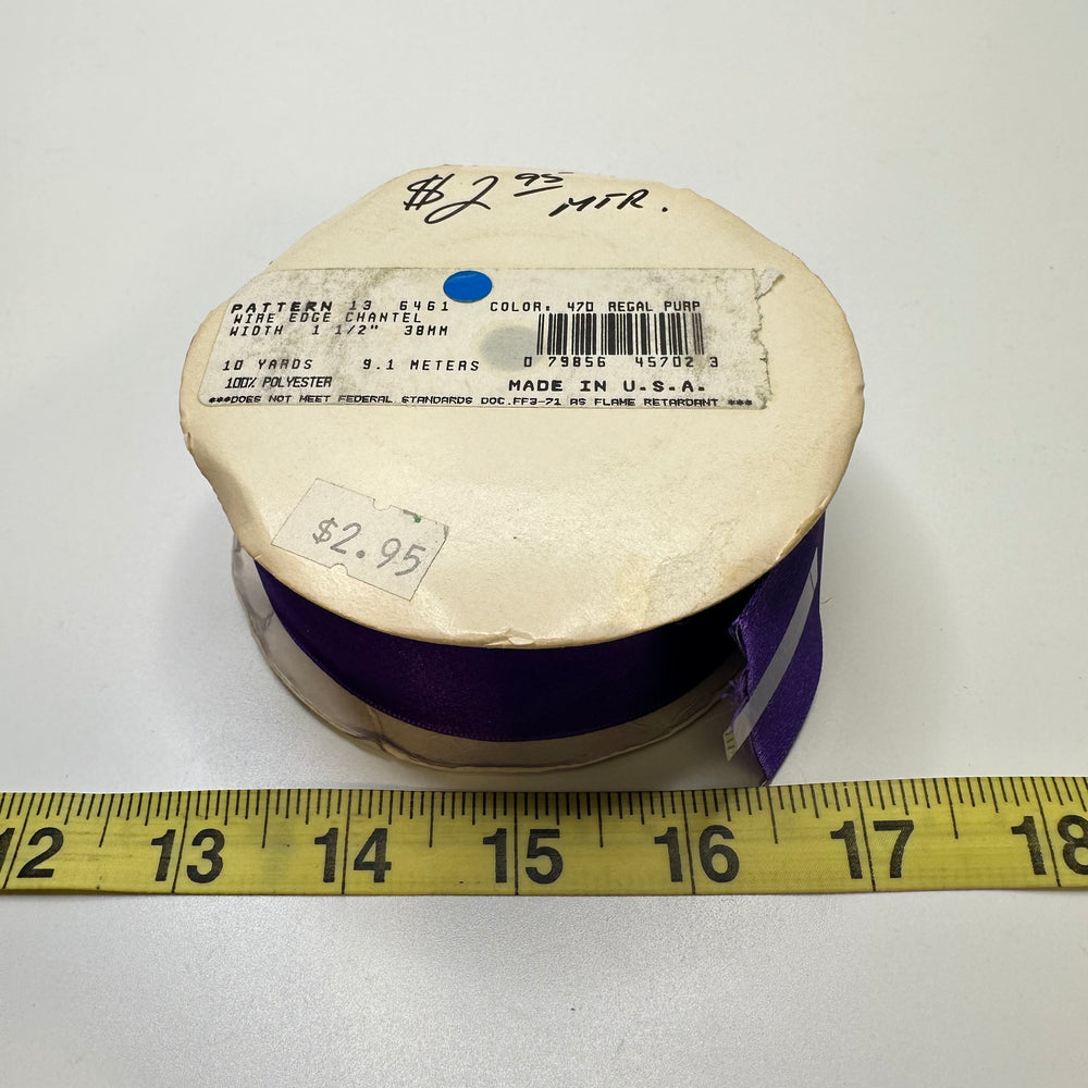 1 ½" (38mm)  Satin Ribbon Trim - Dark Purple - Roll