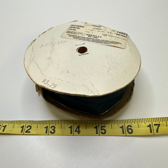1 ½" (38mm) Wired  Ribbon Trim - Gold/Teal - Roll