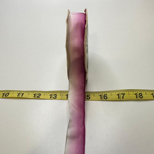 ⅞" (22mm) Wired  Ribbon Trim - White/Pink - Roll