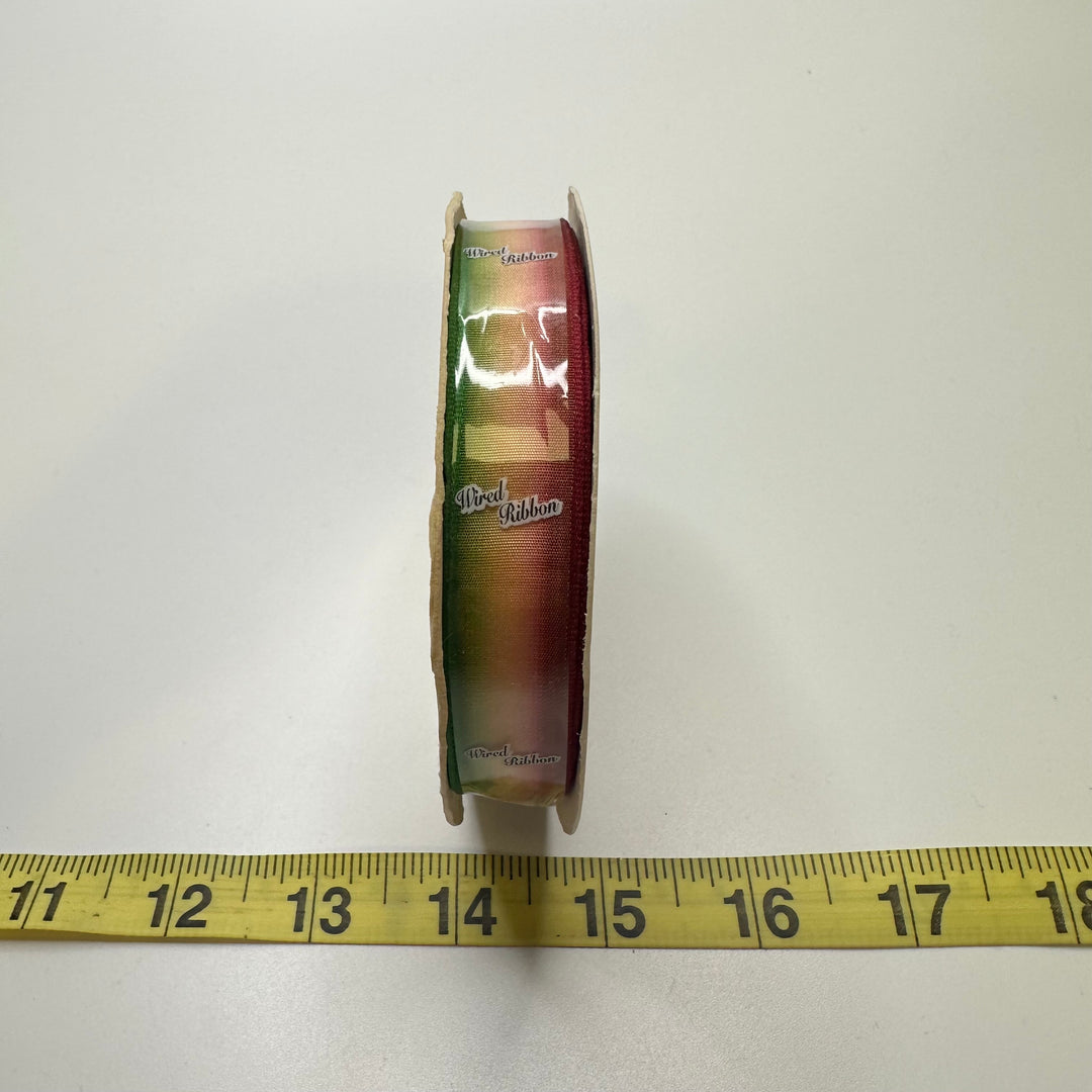 ⅝" (16mm) Wired  Ribbon Trim - Red/Green - Roll