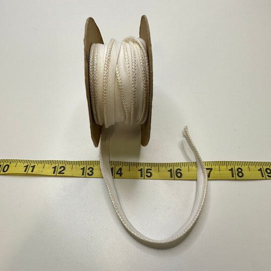 ¼" (8mm)  Rope Piping Trim - White - Roll