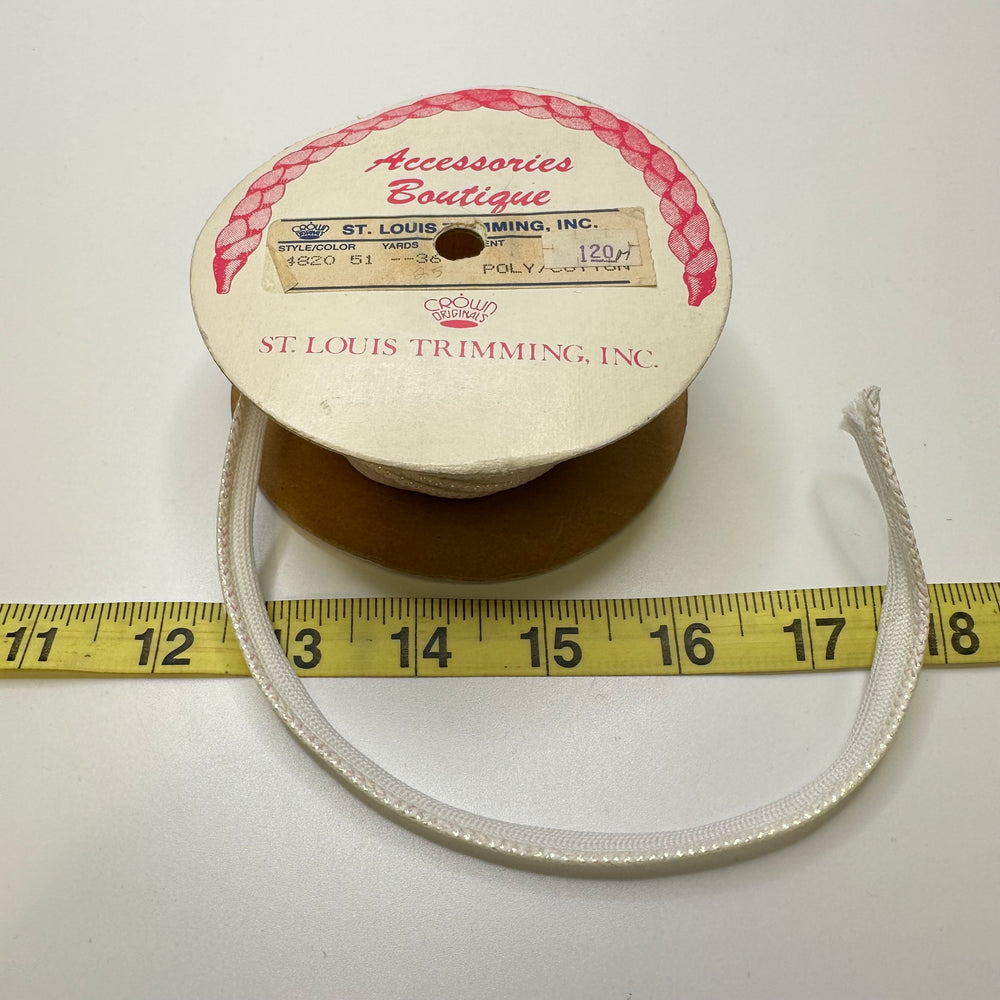 ¼" (8mm)  Rope Piping Trim - White - Roll