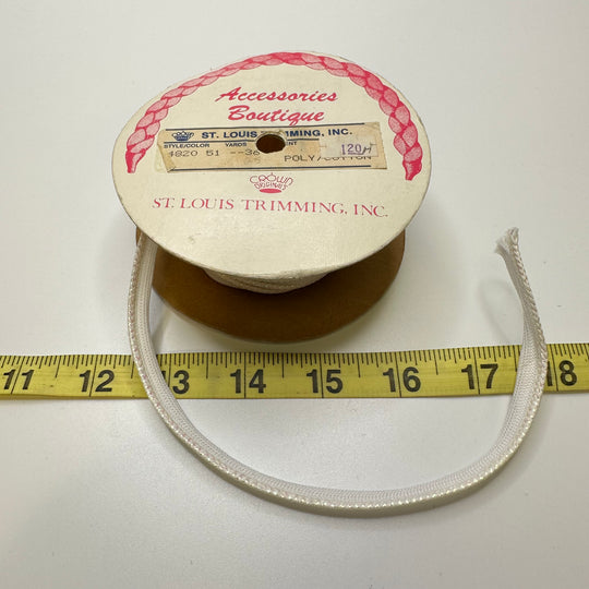 ¼" (8mm)  Rope Piping Trim - White - Roll
