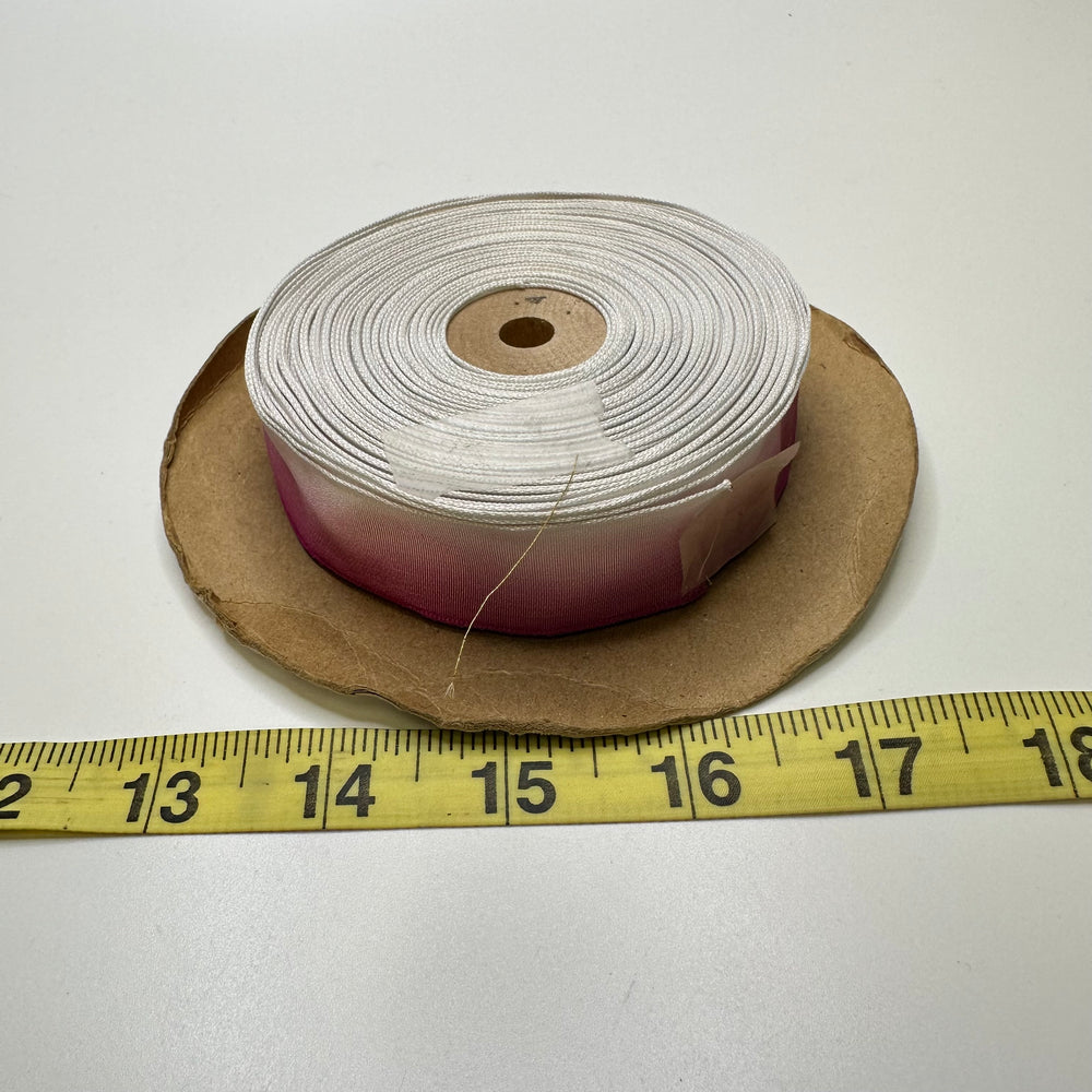 1" (25mm) Wired  Ribbon Trim - Pink/White - Roll