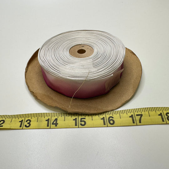 1" (25mm) Wired  Ribbon Trim - Pink/White - Roll