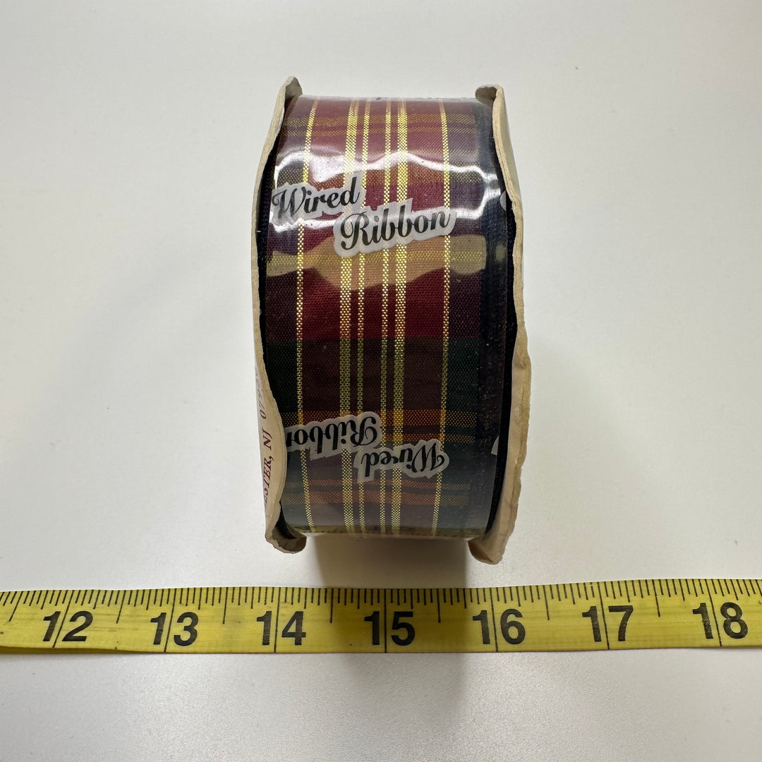 1 ½" (38mm) Wired  Ribbon Trim - Burgundy Multi - Roll