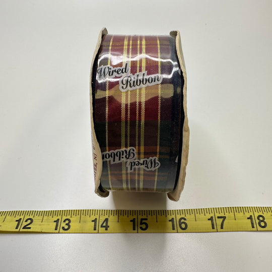 1 ½" (38mm) Wired  Ribbon Trim - Burgundy Multi - Roll
