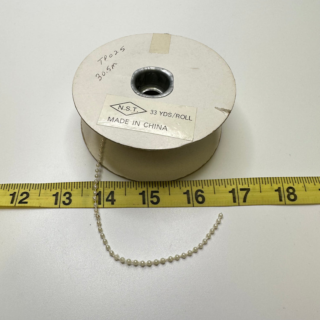 1/16" (2mm) Beaded  Beaded Trim - Light Cream - Roll