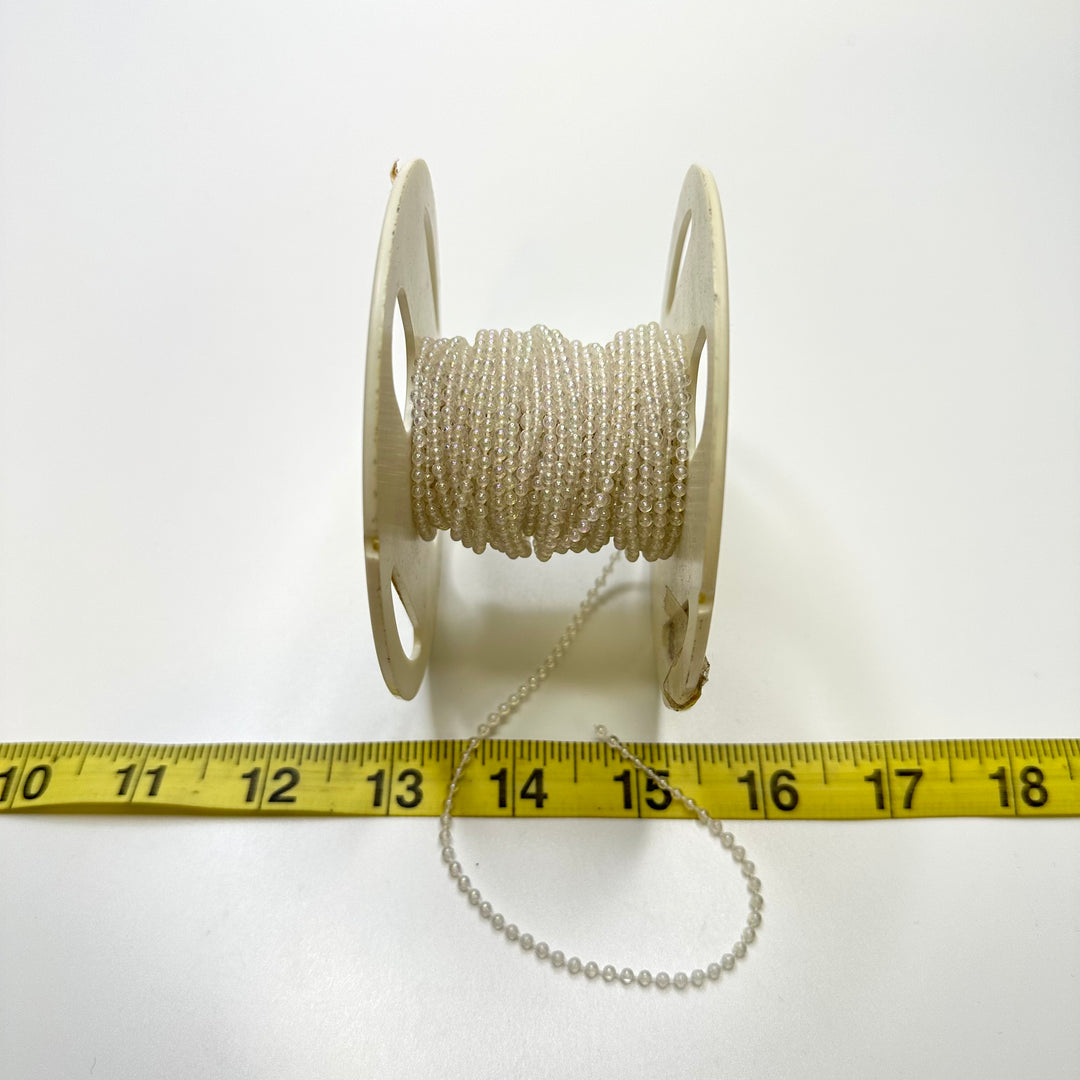 1/16" (2mm) Beaded  Beaded Trim - White/Iridescent - Roll