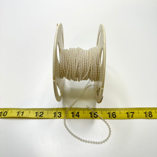 1/16" (2mm) Beaded  Beaded Trim - White/Iridescent - Roll