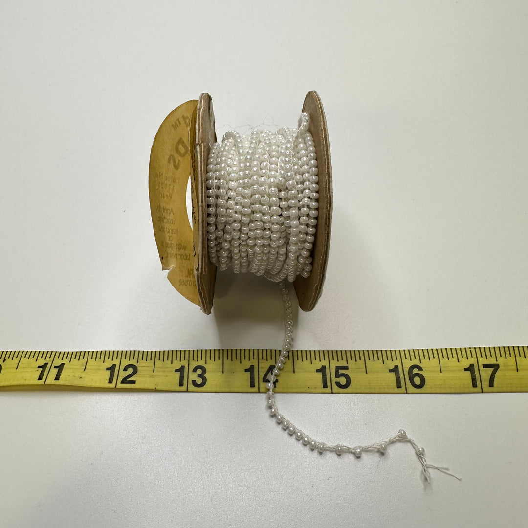 1/16" (2mm) Beaded  Beaded Trim - White - Roll