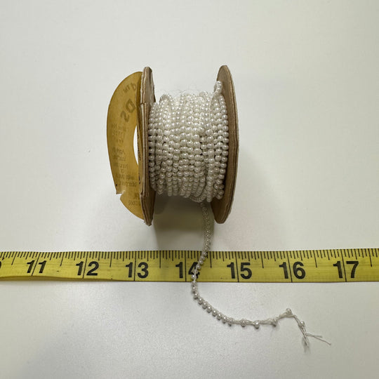 1/16" (2mm) Beaded  Beaded Trim - White - Roll