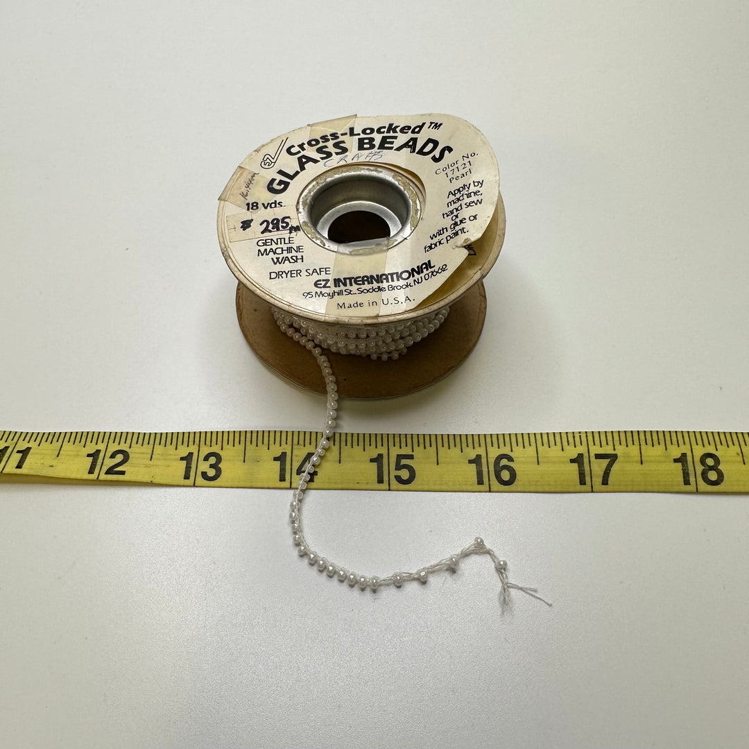 1/16" (2mm) Beaded  Beaded Trim - White - Roll
