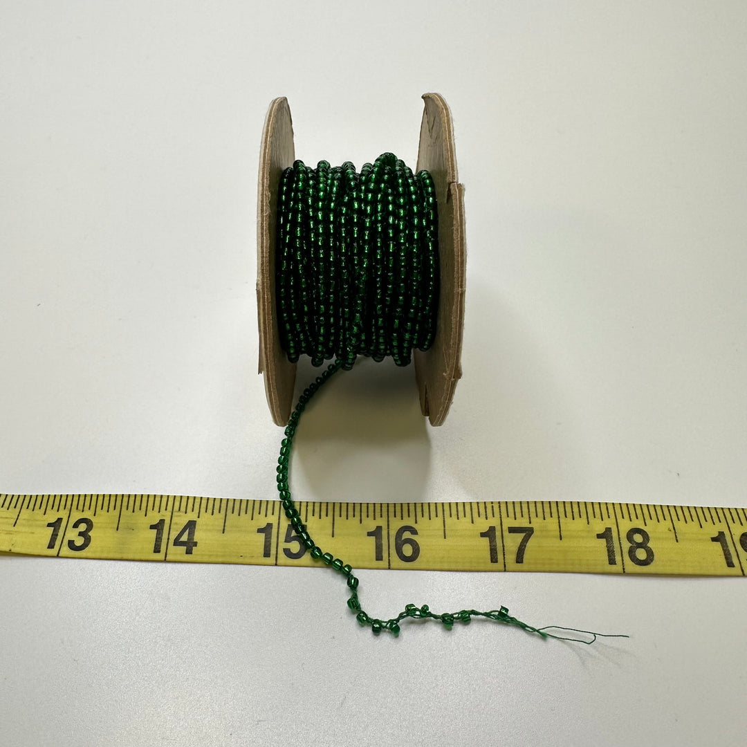 1/16" (2mm) Beaded  Beaded Trim - Green - Roll