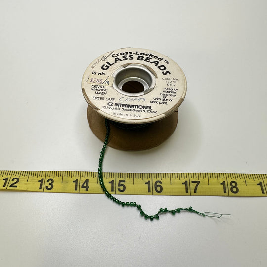 1/16" (2mm) Beaded  Beaded Trim - Green - Roll