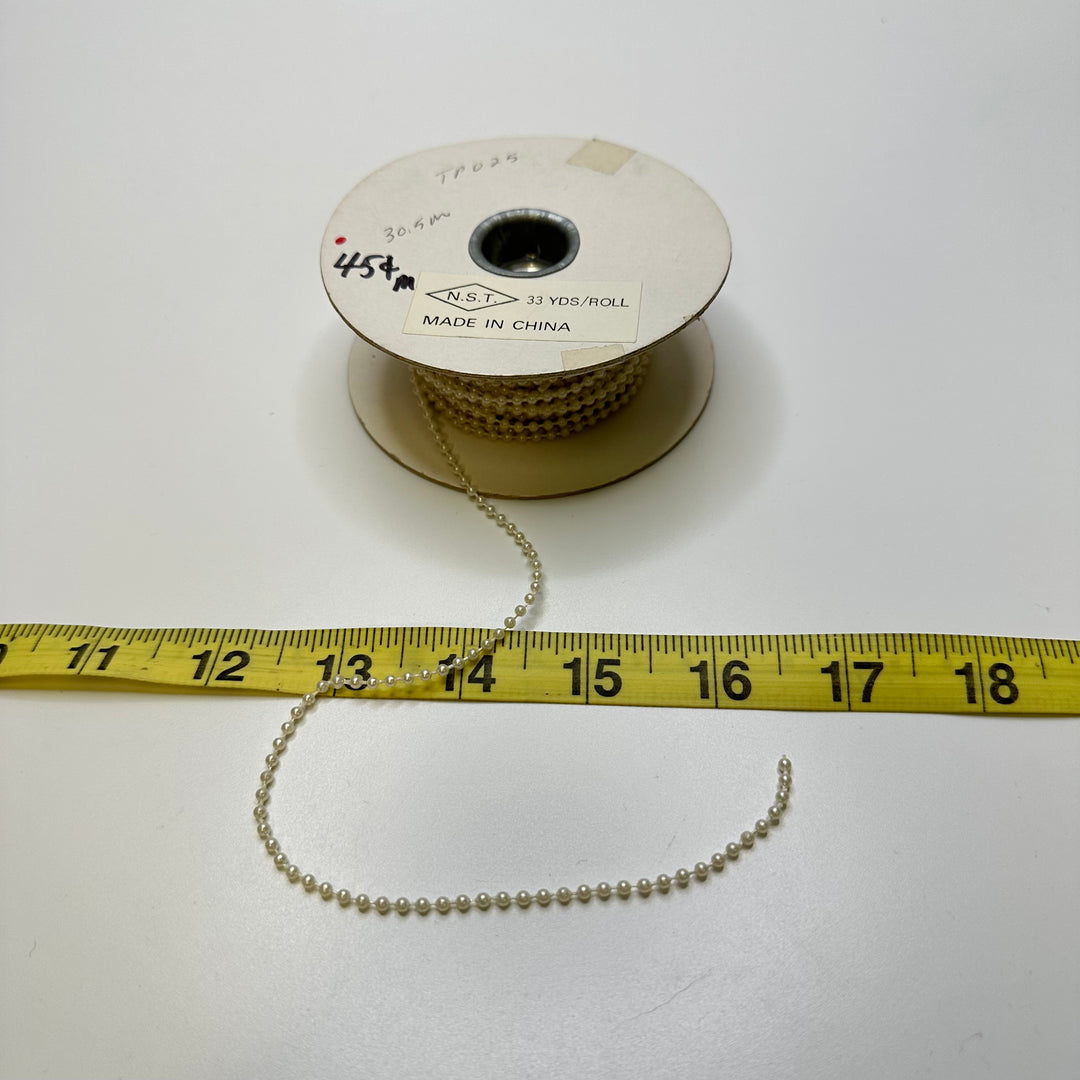 1/16" (2mm) Beaded  Beaded Trim - Cream - Roll
