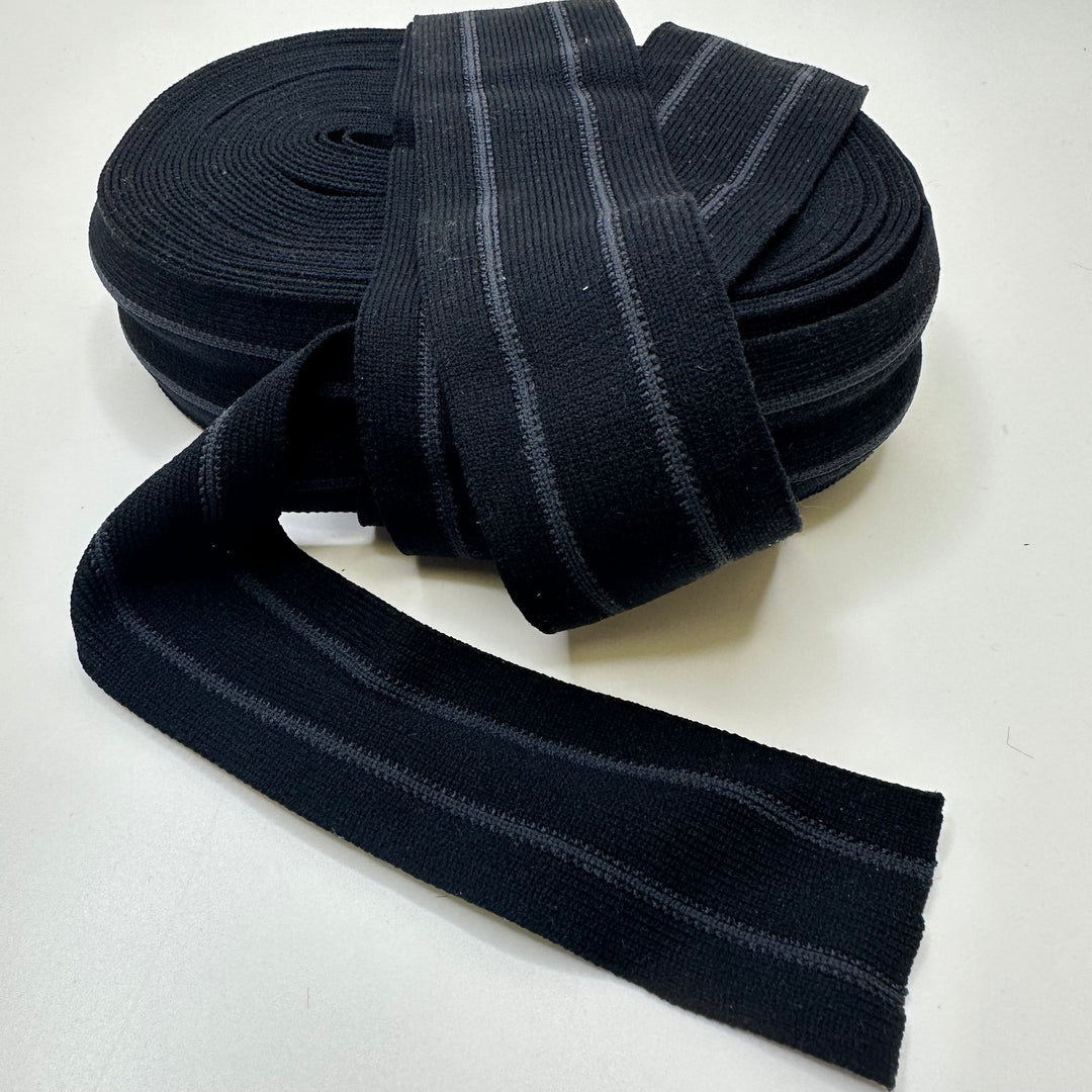 2" (51mm) Stretchy  Webbing Trim - Navy/Grey - 10M Bundle